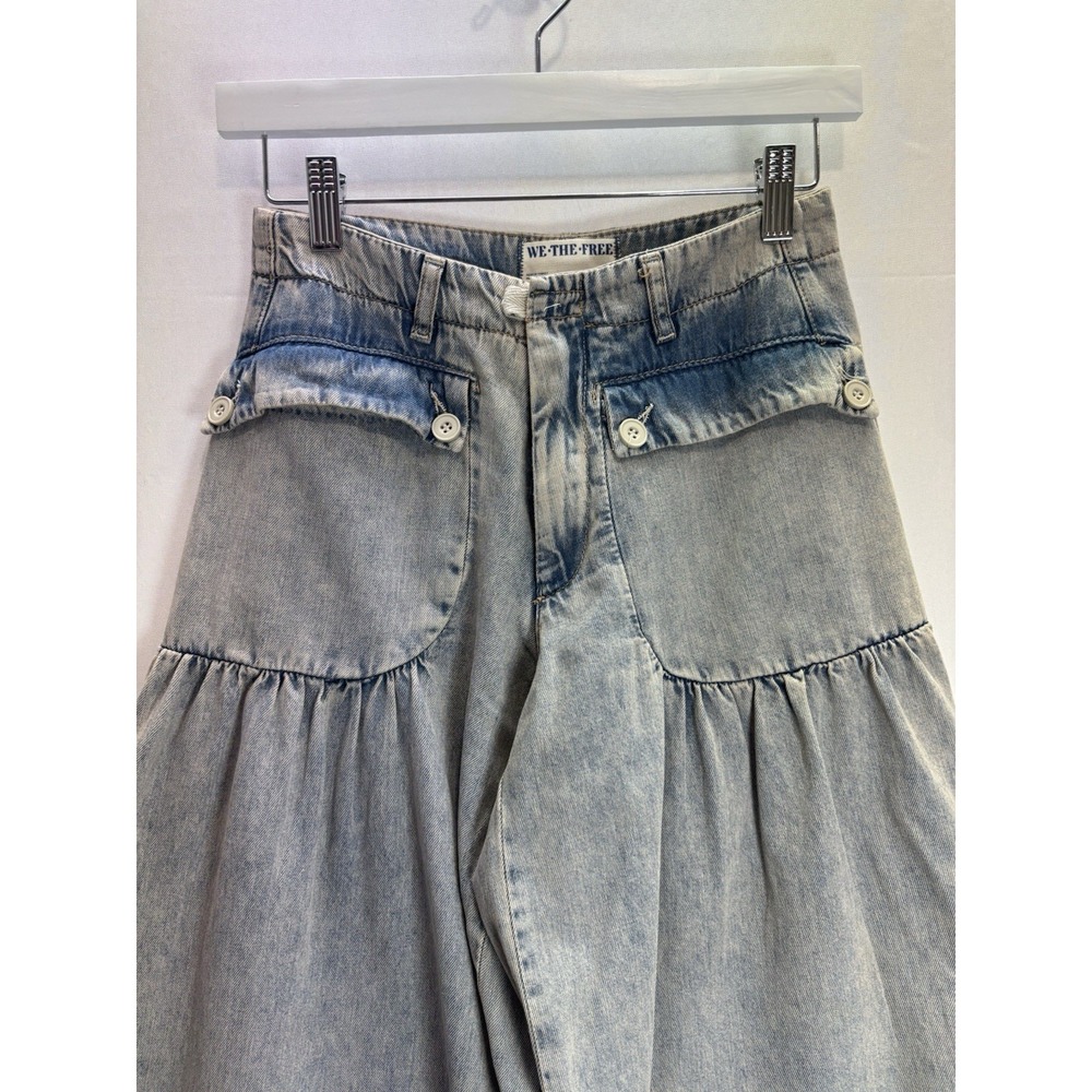 We The Free Free People Women's Wide Leg Jeans Size 25 Light Wash - Picture 6 of 16